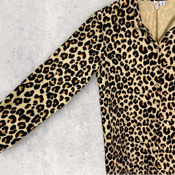 Nordstrom Leopard Print Cotton Flannel Pajama Dress Nightshirt Size Small 2021 - Picture 5 of 13